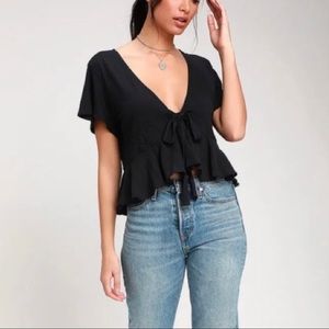 NWT Free People Knot Me Tee in Black Size XS